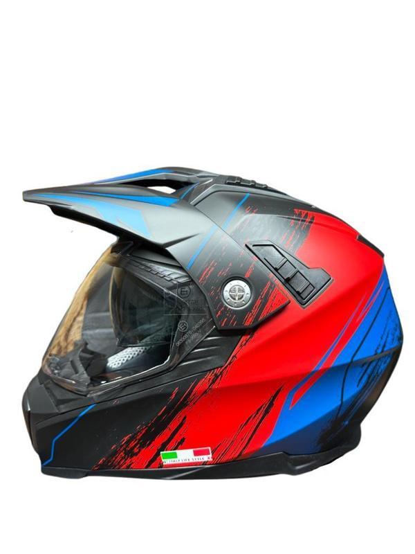 Sway X60 Solid Full Face Enduro Touring Adventure Kapalı Motosiklet Kaskı M Beden Siyah Kırmızı - Image 1