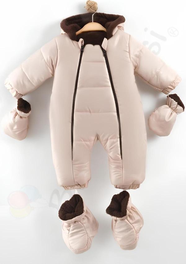 YENİ Patikli İçi Peluş Eldivenli Kapüşonlu Çocuk Kar Kışlık Erkek Bebek Astronot Tulum Kozmonot Mont - Image 1