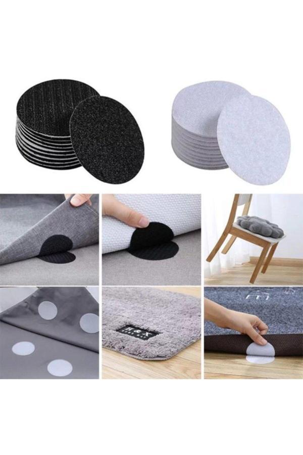 Mor Salkım Home Halı Altı Kaydırmaz Cırt Bant 6 Cm Çap (4 Adet-Çift) Beyaz - Image 1