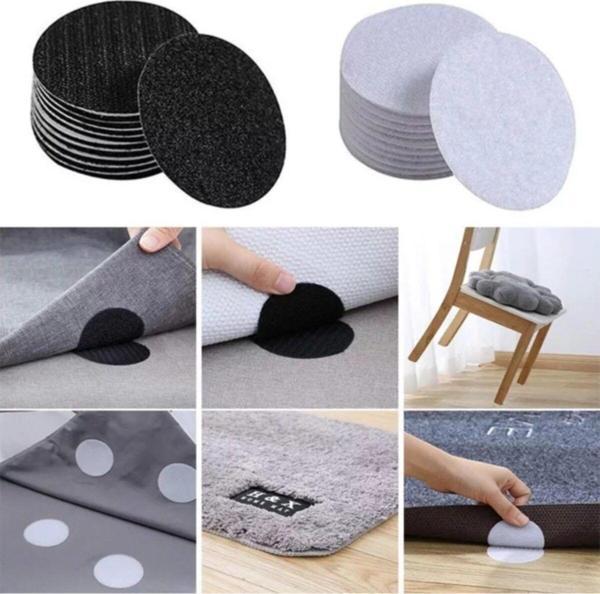 Mor Salkım Home Halı Altı Kaydırmaz Cırt Bant 6 Cm Çap (4 Adet-Çift) Beyaz - Image 1