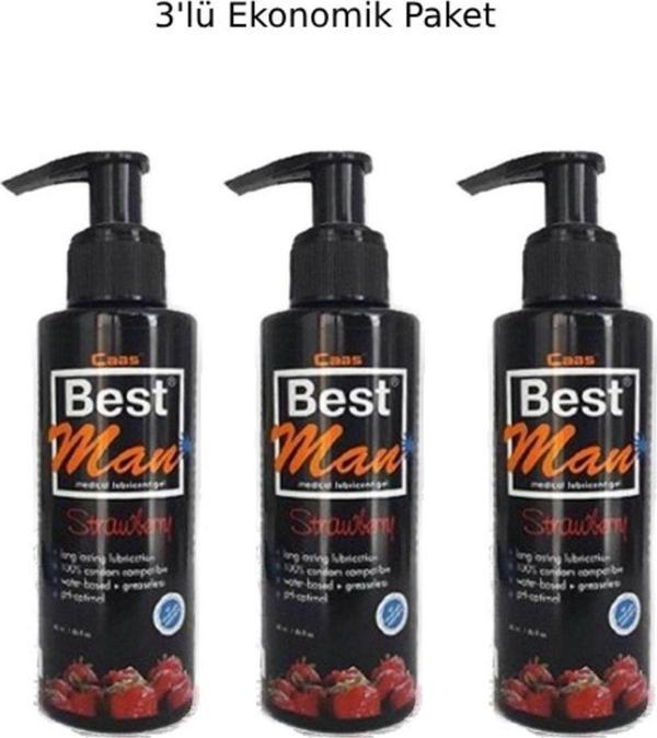 Bestman Çilek Aromalı Anal/vajinal Kullanıma Uygun Su Bazlı Kayganlaştırıcı Jel 3'lü Ekonomik Set - Image 1