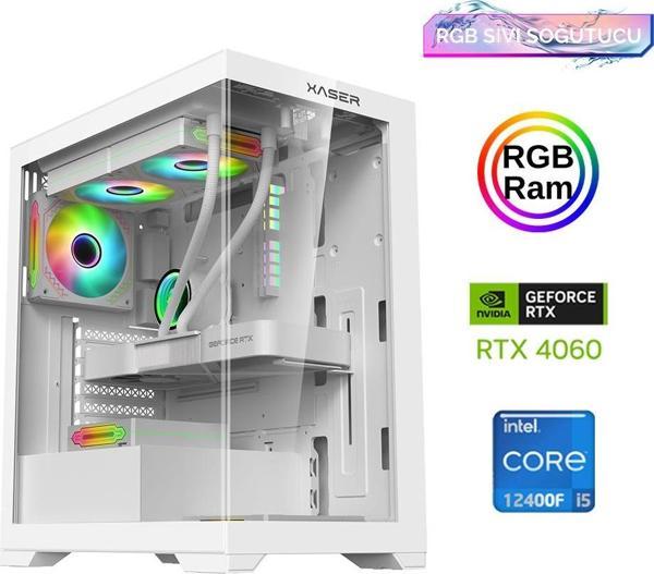 Xaser Xsr802 i5 12400F 16GB Ram 512GB M.2 NVMe SSD 8GB RTX4060 Sıvı Soğutma Oyuncu Bilgisayarı - Image 1