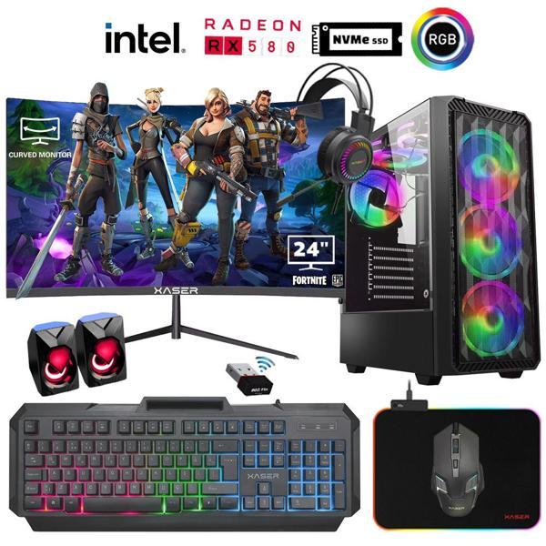 Xaser Xsr930 i5 4590 16GB Ram 1TB M.2 NVMe SSD 8GB RX580 Ekran Kartı 24" Curved Oyuncu Bilgisayarı - Image 1