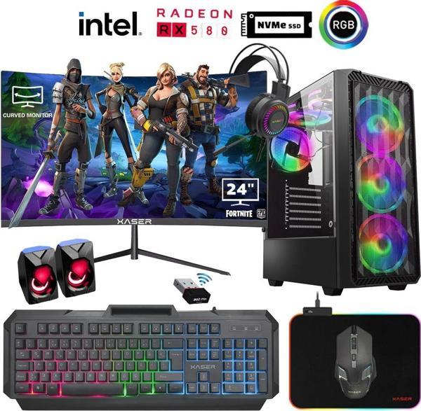Xaser Xsr930 i5 4590 16GB Ram 1TB M.2 NVMe SSD 8GB RX580 Ekran Kartı 24" Curved Oyuncu Bilgisayarı - Image 1