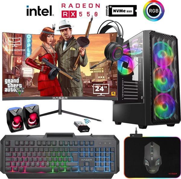Xaser Xsr931 i5 4590 16GB Ram 1TB M.2 NVMe SSD 4GB RX550 Ekran Kartı 24" Curved Oyuncu Bilgisayarı - Image 1
