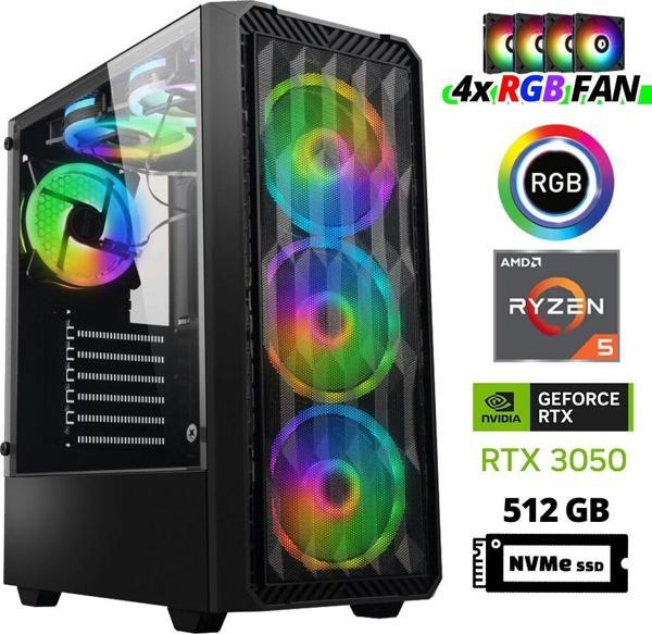 Xaser Xsr941 Ryzen 5 5600 32GB Ram 512GB M.2 NVMe SSD 6GB RTX3050 Masaüstü Oyuncu Bilgisayarı - Image 1