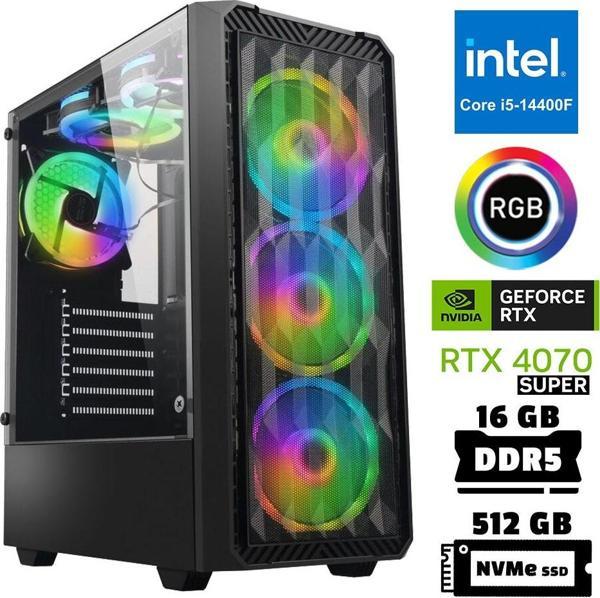 Xaser Xsr952 i5 14400F 16GB DDR5 Ram 512GB M.2 NVMe SSD 12GB RTX4070 SUPER Masaüstü Oyuncu Bilgisayarı - Image 1