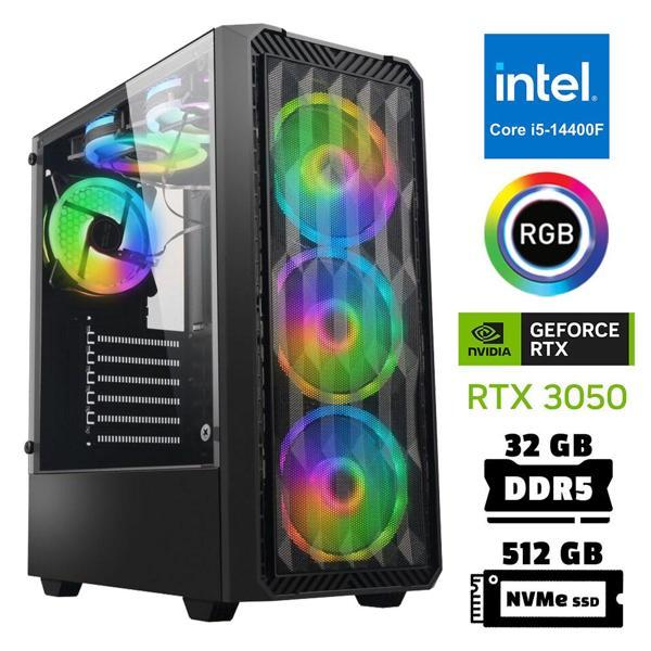 Xaser Xsr954 i5 14400F 32GB DDR5 Ram 512GB M.2 NVMe SSD 6GB RTX3050 Masaüstü Oyuncu Bilgisayarı - Image 1