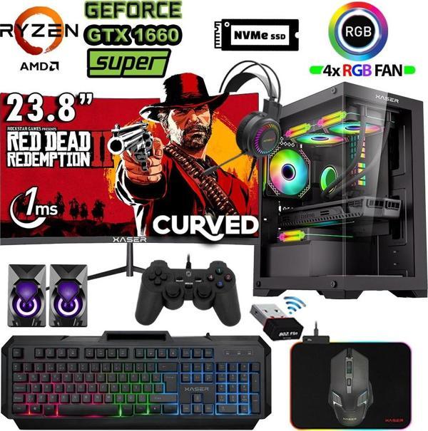 Xaser Blood x40 Ryzen 5 5500 32GB Ram 1TB M.2 SSD 6GB GTX1660 Super 23.8" Masaüstü Oyuncu Bilgisayarı - Image 1