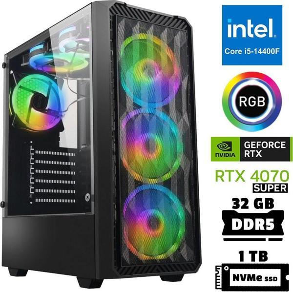 Xaser Xsr963 i5 14400F 32GB DDR5 Ram 1TB M.2 NVMe SSD 12GB RTX4070 SUPER Masaüstü Oyuncu Bilgisayarı - Image 1