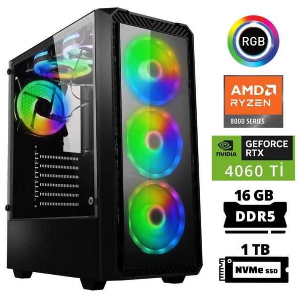 Xaser Delux X14 Ryzen 5 8400F 16GB DDR5 Ram 1TB M.2 NVMe SSD 8GB RTX4060 Ti Masaüstü Oyuncu Bilgisayarı - Image 1