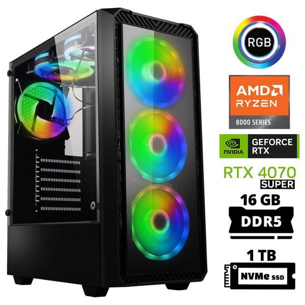 Xaser Delux X16 Ryzen 5 8400F 16GB DDR5 Ram 1TB M.2 NVMe SSD 12GB RTX4070 SUPER Masaüstü Oyuncu Bilgisayarı - Image 1