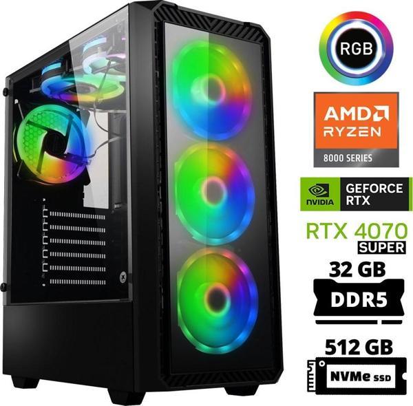 Xaser Delux X25 Ryzen 5 8400F 32GB DDR5 Ram 512GB M.2 NVMe SSD 12GB RTX4070 SUPER Masaüstü Oyuncu Bilgisayarı - Image 1