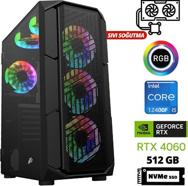 Xaser Xsr985 i5 12400F 16GB Ram 512GB M.2 NVMe SSD 8GB RTX4060 Sıvı Soğutma Oyuncu Bilgisayarı - Image 1