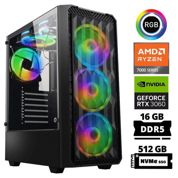 Xaser Delux X29 Ryzen 5 7500F 16GB DDR5 Ram 512GB M.2 NVMe SSD 12GB RTX3060 Masaüstü Oyuncu Bilgisayarı - Image 1