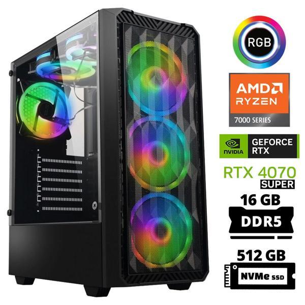 Xaser Delux X35 Ryzen 5 7500F 16GB DDR5 Ram 512GB M.2 NVMe SSD 12GB RTX4070 SUPER Masaüstü Oyuncu Bilgisayarı - Image 1