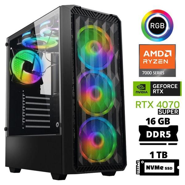 Xaser Delux X36 Ryzen 5 7500F 16GB DDR5 Ram 1TB M.2 NVMe SSD 12GB RTX4070 SUPER Masaüstü Oyuncu Bilgisayarı - Image 1