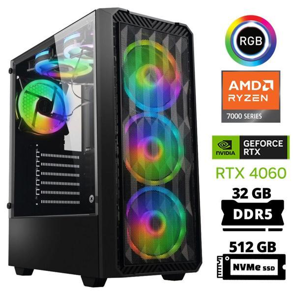 Xaser Delux X41 Ryzen 5 7500F 32GB DDR5 Ram 512GB M.2 NVMe SSD 8GB RTX4060 Masaüstü Oyuncu Bilgisayarı - Image 1
