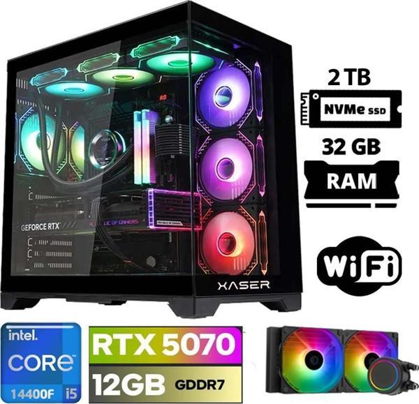 Xaser Lexus x120 i5 14400F 32GB DDR5 Ram 2TB M.2 NVMe SSD 12GB RTX5070 Sıvı Soğutmalı Oyuncu Bilgisayarı - Image 1
