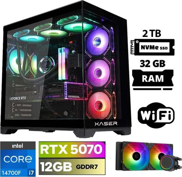 Xaser Lexus x130 i7 14700F 32GB DDR5 Ram 2TB M.2 NVMe SSD 12GB RTX5070 Sıvı Soğutmalı Oyuncu Bilgisayarı - Image 1