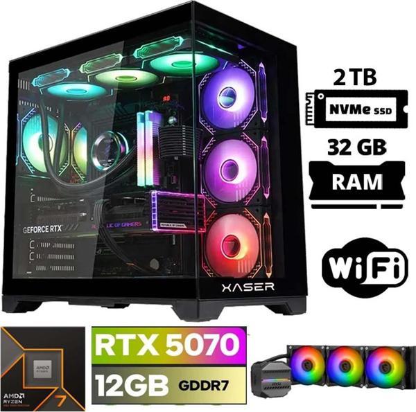 Xaser Lexus x140 Ryzen 7 9800X3D 32GB DDR5 Ram 2TB M.2 NVMe SSD 12GB RTX5070 Masaüstü Oyuncu Bilgisayarı - Image 1