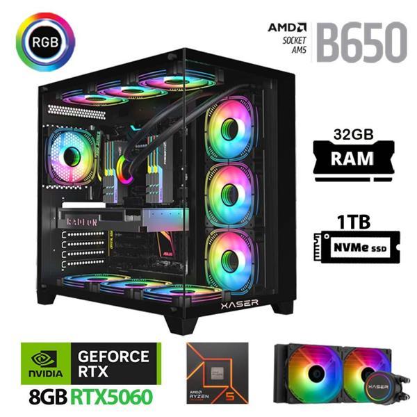 Xaser Lexus x610 Ryzen 5 8400F 32GB Ram 1TB M.2 NVMe SSD 8GB RTX5060 Sıvı Soğutmalı Oyuncu Bilgisayarı - Image 1
