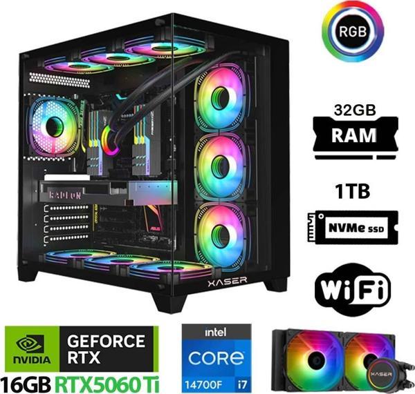 Xaser Lexus x720 i7 14700F 32GB DDR5 Ram 1TB M.2 NVMe SSD 16GB RTX5060 Ti Sıvı Soğutmalı Oyuncu Bilgisayarı - Image 1