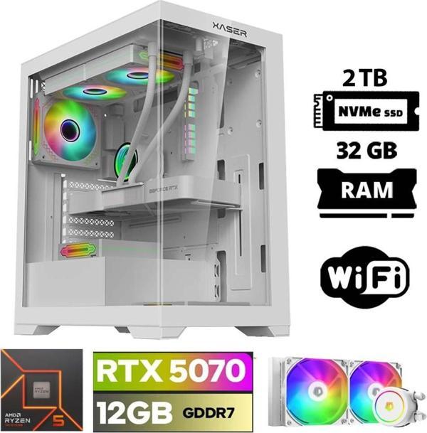 Xaser Lexus x90 Ryzen 5 7500F 32GB DDR5 Ram 2TB M.2 NVMe SSD 12GB RTX5070 Sıvı Soğutmalı Oyuncu Bilgisayarı - Image 1