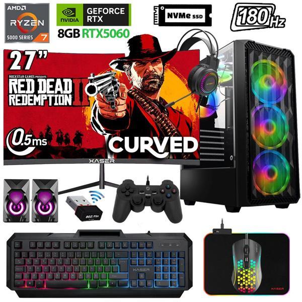 Xaser Xsr1144 Ryzen 7 5700X 32GB Ram 2TB M.2 NVMe SSD 8GB RTX5060 27" 180Hz Oyuncu Bilgisayarı - Image 1