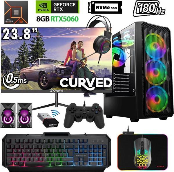 Xaser Xsr1147 Ryzen 5 8400F 32GB DDR5 Ram 1TB M.2 NVMe SSD 8GB RTX5060 23.8" 180Hz Oyuncu Bilgisayarı - Image 1