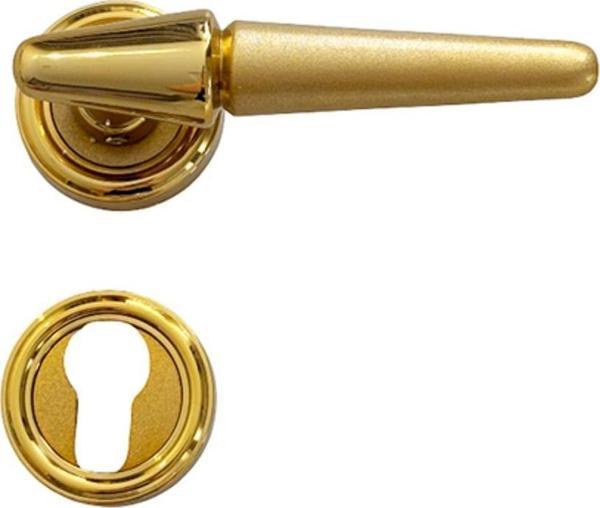 Hızır Onur Rozetli Altın Kaplamalı %100 Pirinç Yale Çelik Kapı Kolu, Lüks, Dayanıklı, Paslanmaz, 1 Takım - Image 1