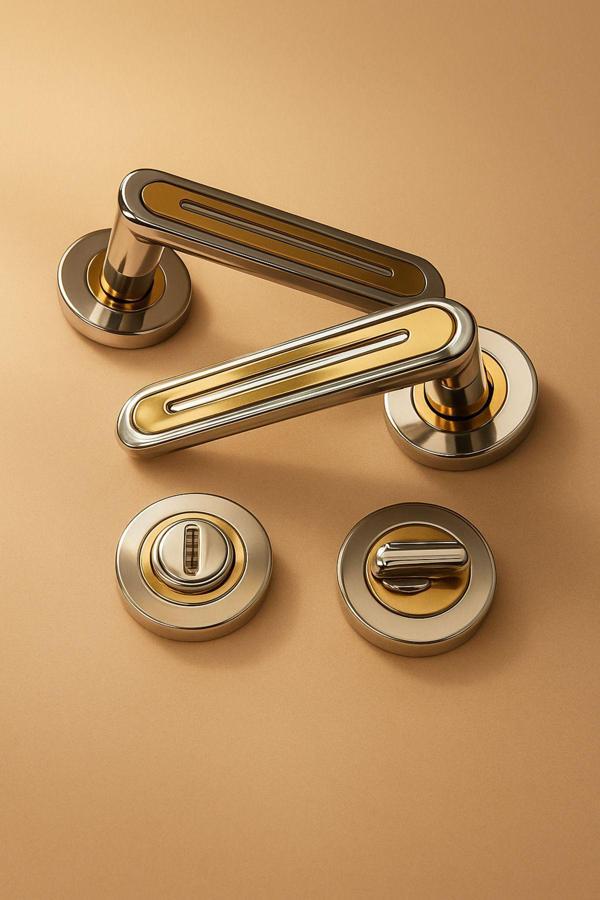 Nobel Kubik Krom Albirifin Rozetli Wc Kapı Kolu (1Tk-Ön Ve Arka) - Image 1