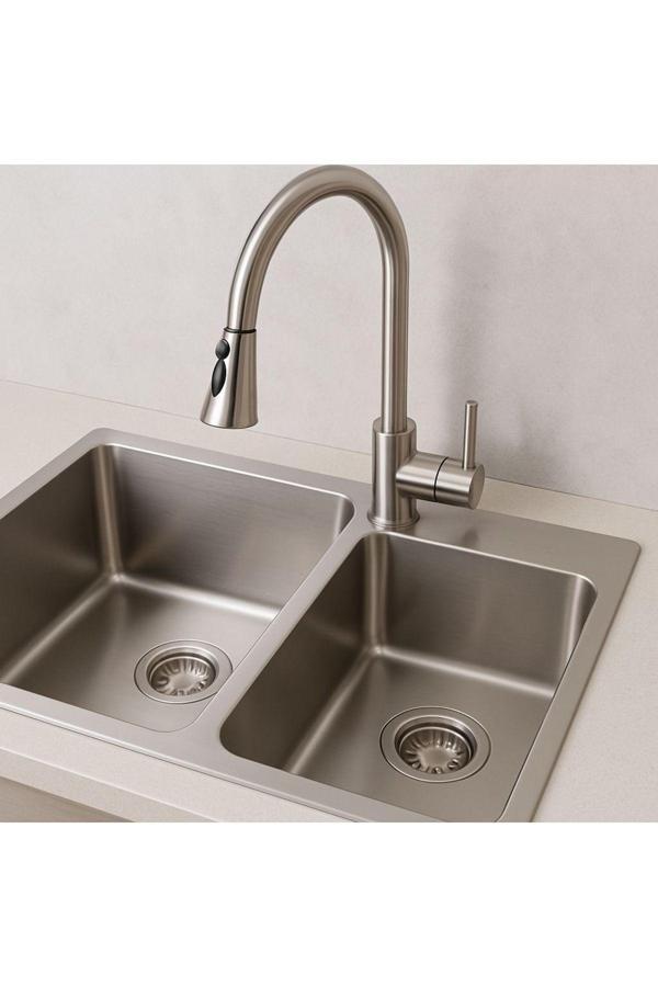 Nsk Pull-Down Eviye Bataryası-Paslanmaz Çelik-Su Tasarruflu, Modern Tasarım, Uzun Ömürlü Kullanım - Image 1
