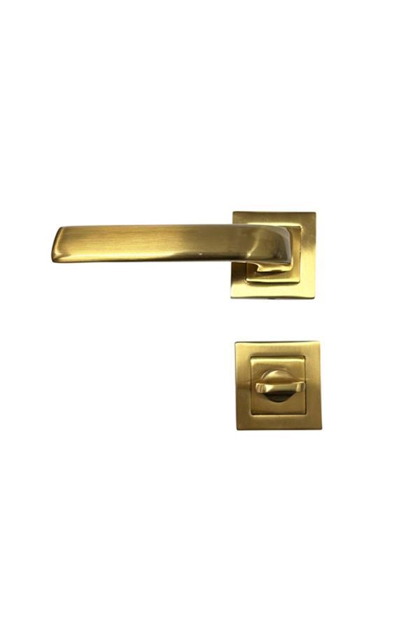 Nobel Massimo Koyu Mat Altın Kare Wc Kapı Kolu-Kolay Montaj, Iç Kapı Kolu, Modern Kapı Kolu (1 Takım) - Image 1