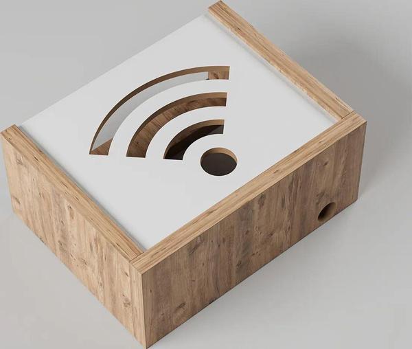 Nifi Art Duvar Düzenleyici Ahşap Dekoratif Atlantik Wifi Kutusu - Image 1