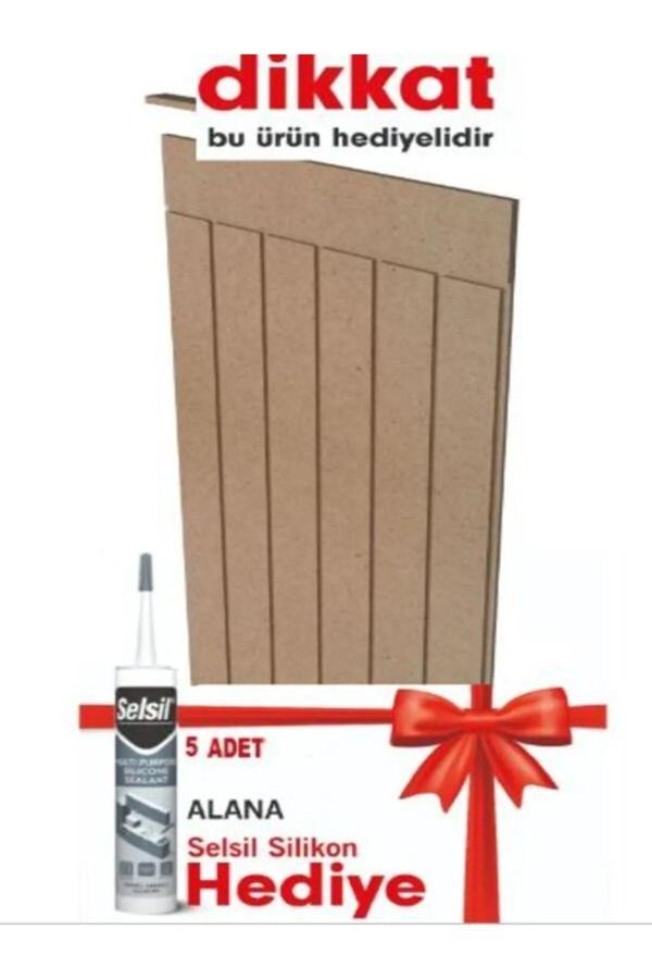 Trend Konsept 5 Adet Dekoratif Duvar Paneli ( 54 X 100 Cm) Boyanabilir Ahşap Ham Mdf +1 Adet Silikon - Image 1