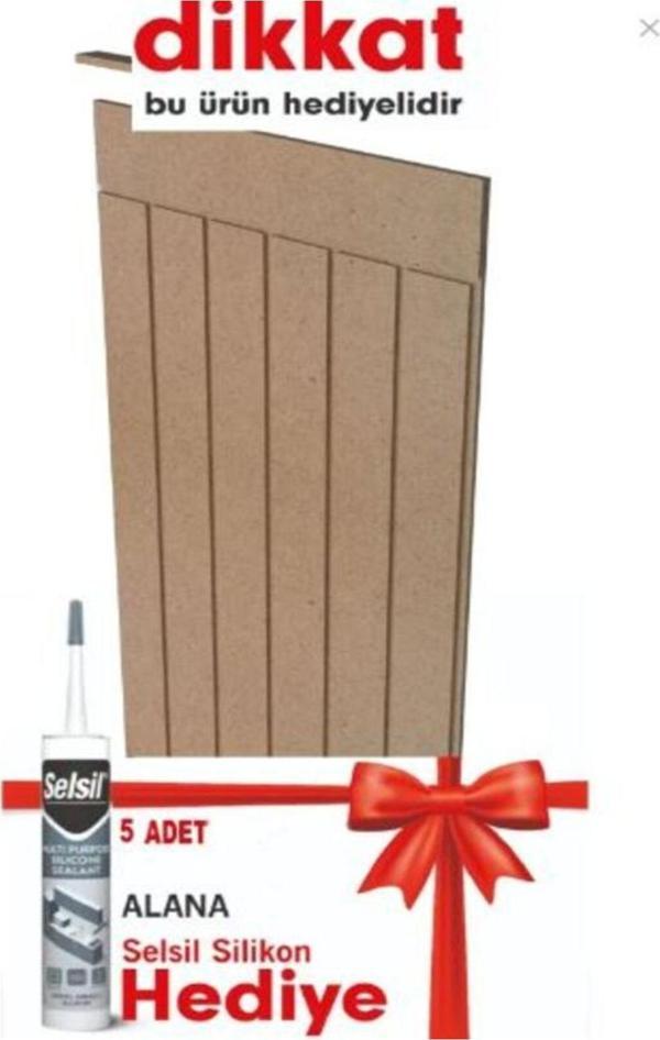 Nym Concept Dekoratif Duvar Paneli ( 54 X 105 Cm) Boyanabilir Ahşap Ham Mdf Duvar Paneli 5 Adet Silikon - Image 1