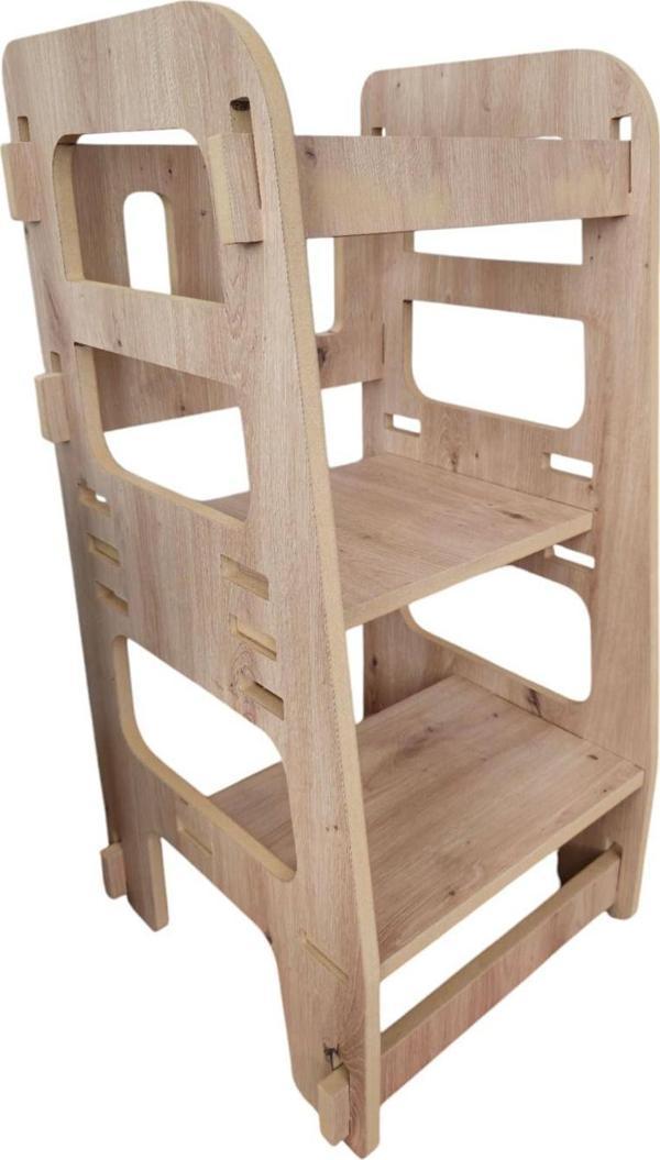 Ağaç Kokusu Ahşap Montessori Öğrenme Kulesi - Çocuklar İçin Güvenli Ve Ergonomik Destek Taburesi - Image 1