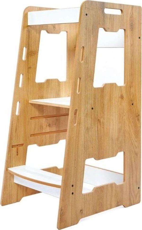 Minera Öğrenme Kulesi Ahşap Montessori  / 2-6 Yaş / Naturel Ayarlanabilir Merdiven Anti Alerjik - Image 1