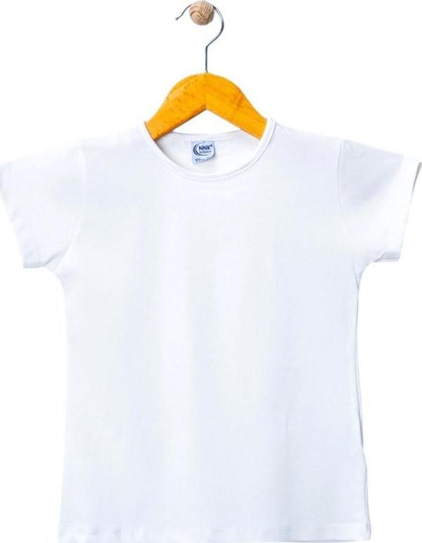 KISA KOL BASIC KIZ TSHIRT BEYAZ - Image 1