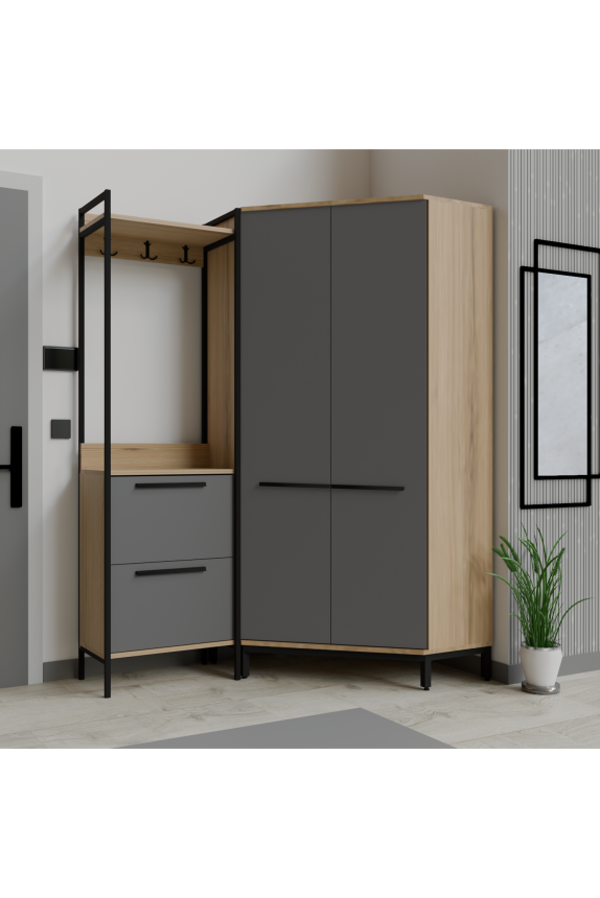 Abre Modern Köşe Portmanto Askılıklı Modern Vestiyer  Takımı - Image 1