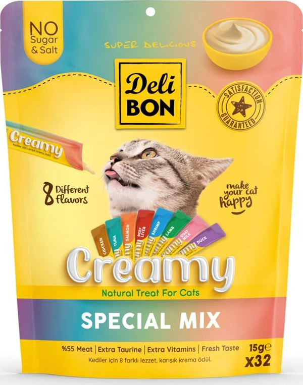 Delibon Creamy Karışık Ödül Maması Çeşit 15gr (32 Adet) - Image 1