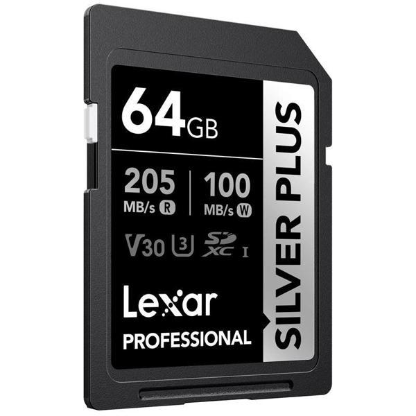 64gb Lexar Lsdsıpl064g-bnnng Professıonal Sılver Plus Sdxc Uhs-ı Cards Up To 205mb/s Read 100mb/s Wr - Image 1