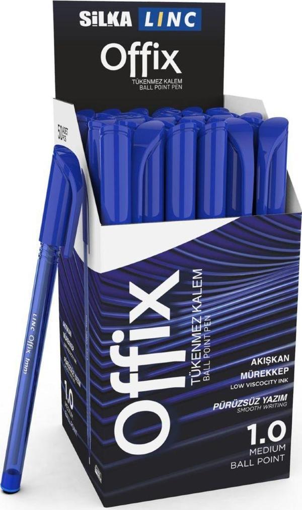 Silka Linc Offix Iğne Uç Mavi Tükenmez Kalem 1Mm Uç 50'Li Paket - Image 1