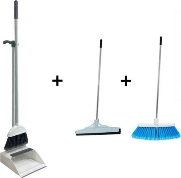 Elcy 3 Lü Temizlik Seti Metal Saplı Fırça Çekpas Çekçek Lux Katlanabilir Faraş - Image 1