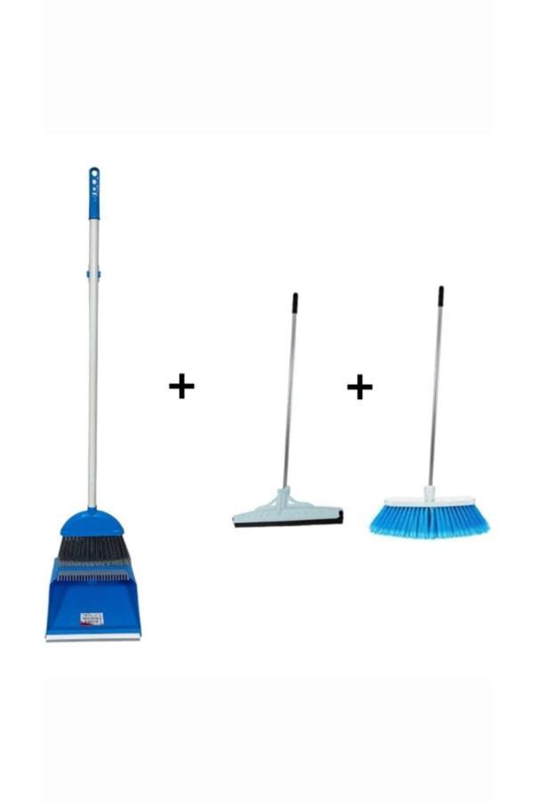 Elcy 3 Lü Temizlik Seti Metal Saplı Fırça Çekpas Çekçek Lux Katlanabilir Faraş - Image 1