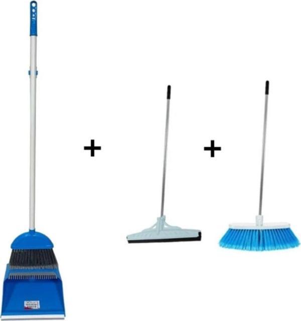 Elcy 3 Lü Temizlik Seti Metal Saplı Fırça Çekpas Çekçek Lux Katlanabilir Faraş - Image 1