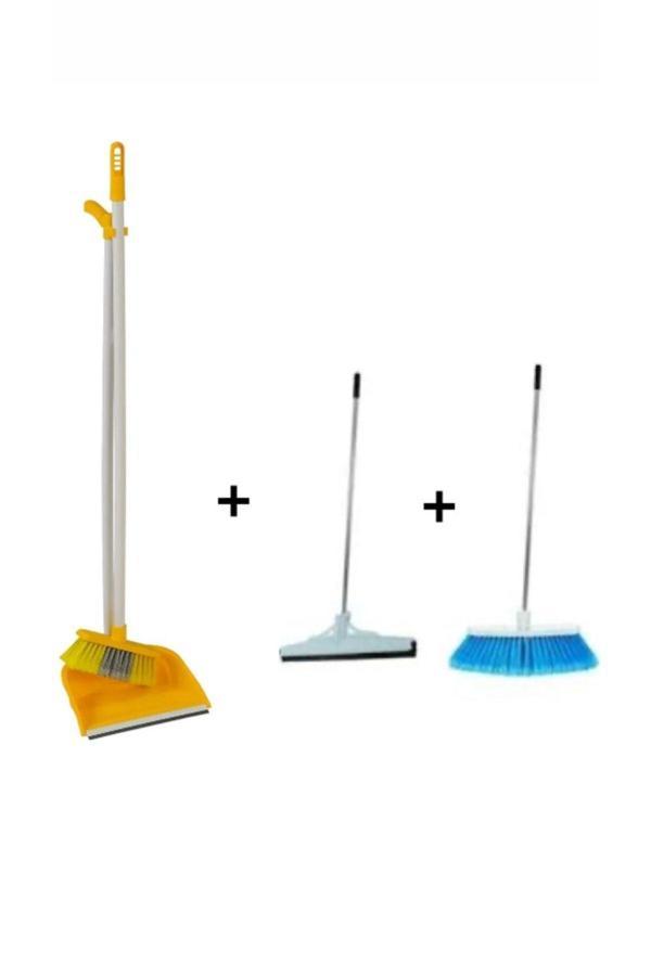Elcy 3 Lü Temizlik Seti Metal Saplı Fırça Çekpas Çekçek Lux Katlanabilir Faraş - Image 1