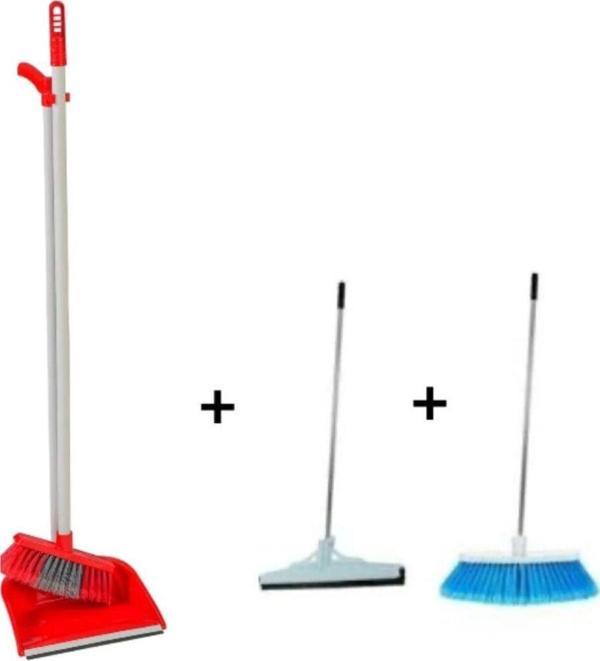 Elcy 3 Lü Temizlik Seti Metal Saplı Fırça Çekpas Çekçek Lux Katlanabilir Faraş - Image 1