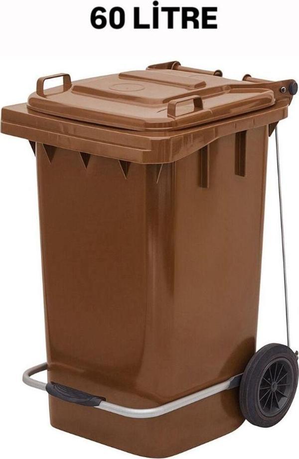 Elcy 60 Lt Kahverengi Pedallı Çöp Konteyneri - Image 1